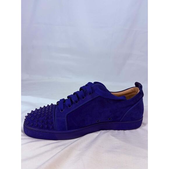 Christian Louboutin Louis Junior Spike Sneakers US-10 Suede Blue SPB-EB 370008 main image 4